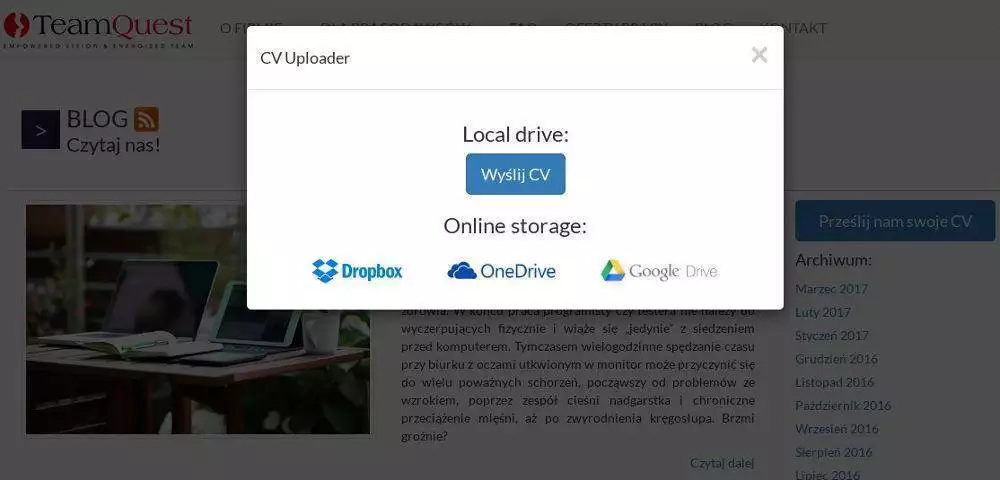 CV Uploader - aplikacja online