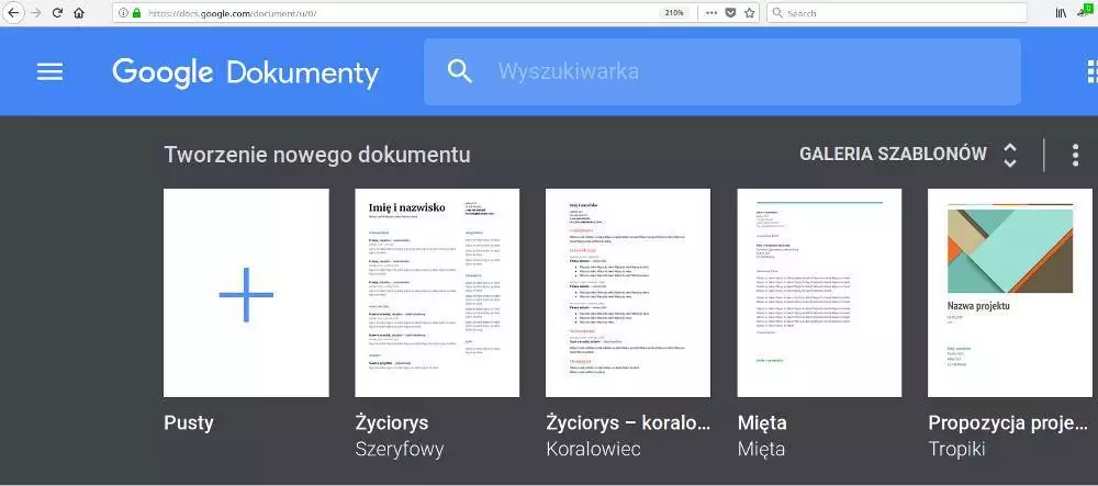 Google Docs - Tworzenie nowego dokumentu